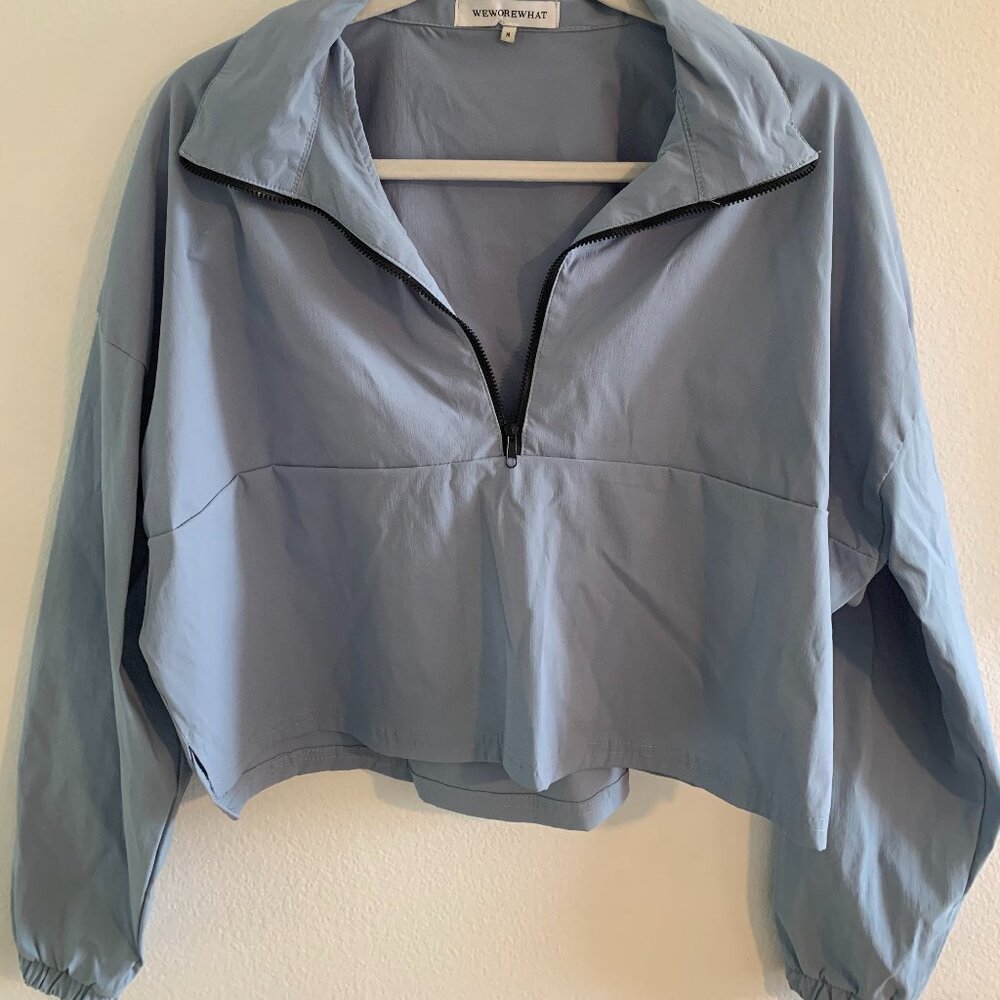 We Wore What Quarter Zip Pullover in Dusty Blue